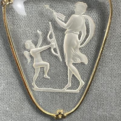 Large glass reverse carved intaglio Pin