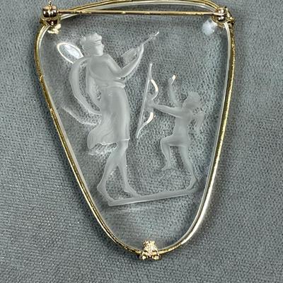 Large glass reverse carved intaglio Pin