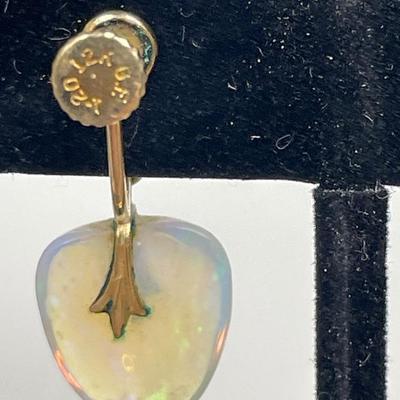 Opal glass gold filled vintage earrings