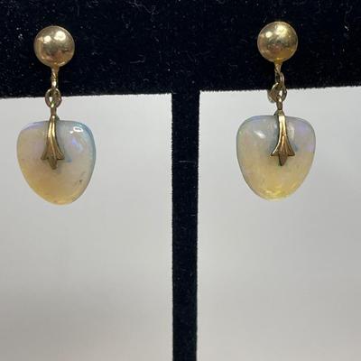 Opal glass gold filled vintage earrings