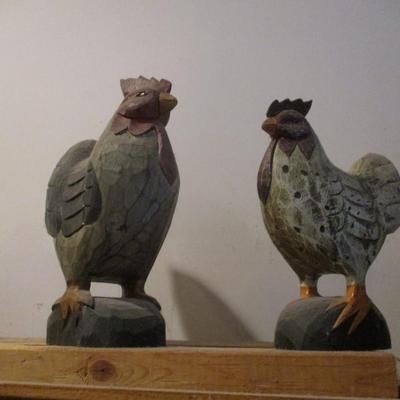 Vintage Folk Art Carved Wood Rooster Painted