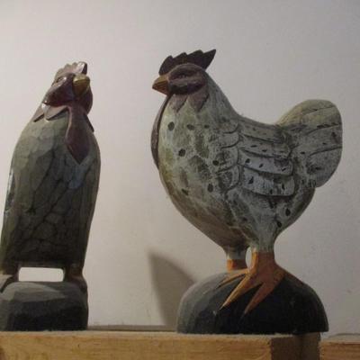 Vintage Folk Art Carved Wood Rooster Painted