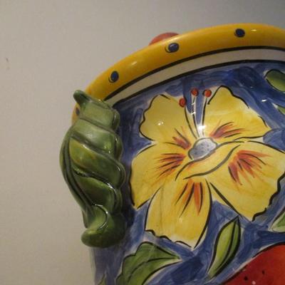 Italian Style Cooke Biscuit Jar Ceramic Hand Painted Clay Art