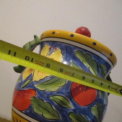 Italian Style Cooke Biscuit Jar Ceramic Hand Painted Clay Art