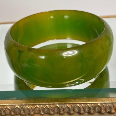 Green marble bakelite bracelet