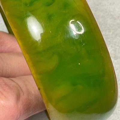 Green marble bakelite bracelet