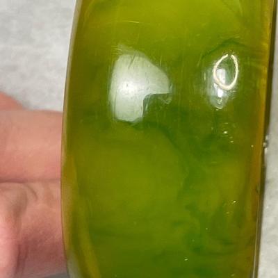 Green marble bakelite bracelet