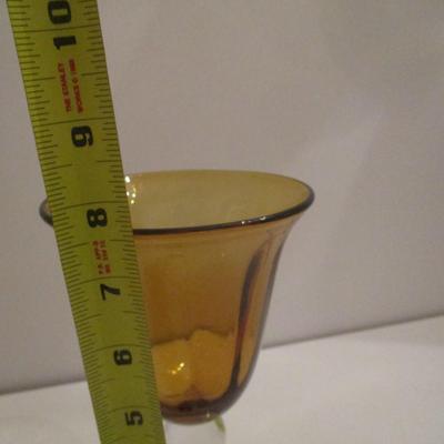 8 - Artland Iris Amber Water Goblets Approx 7 3/4"
