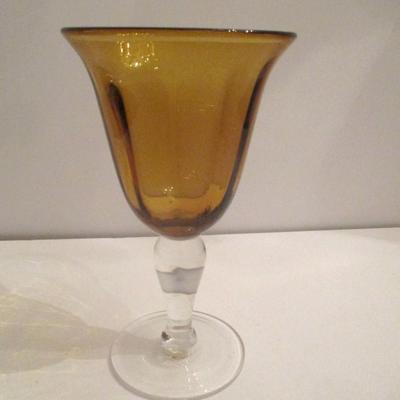 8 - Artland Iris Amber Water Goblets Approx 7 3/4"
