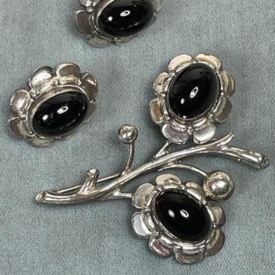Vintage Danecraft Sterling pin and earrings set