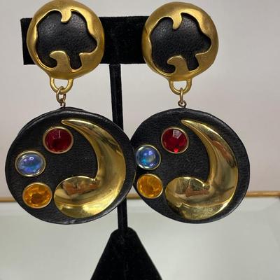 Linda Waldorf 1980’s leather earrings