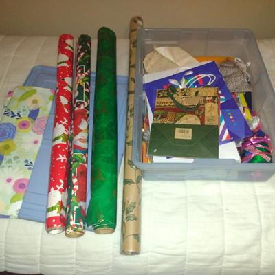Collection of Gift Wrapping Supplies- Bags and Paper