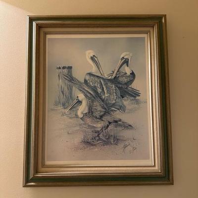 Framed Pelican Art Work