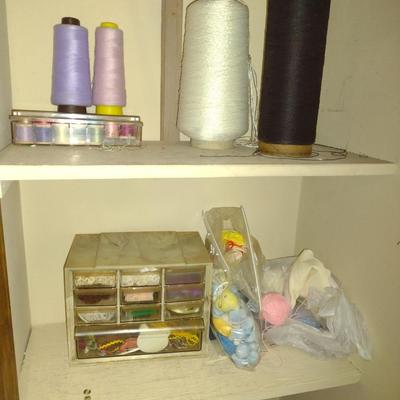 Collection of Sewing Goods- Material, Thread, etc.