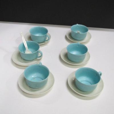 Vintage Plastic Blue Cups & Saucers