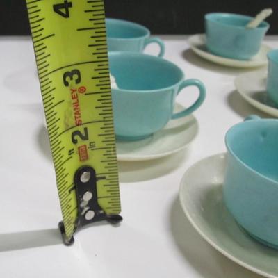 Vintage Plastic Blue Cups & Saucers