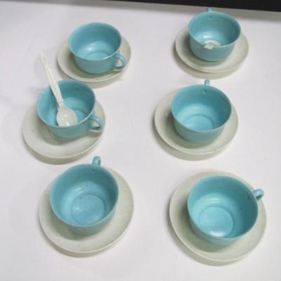 Vintage Plastic Blue Cups & Saucers
