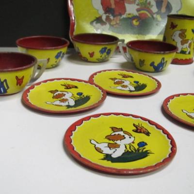 Vintage Ohio Art Tin Litho Tea Set