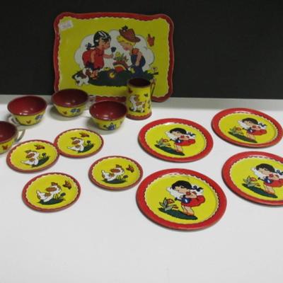Vintage Ohio Art Tin Litho Tea Set