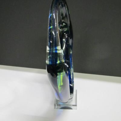 Approx 11 1/2" Tall Diamond Star Murano Style Hand Blown Art Glass 2 People Holding Hands