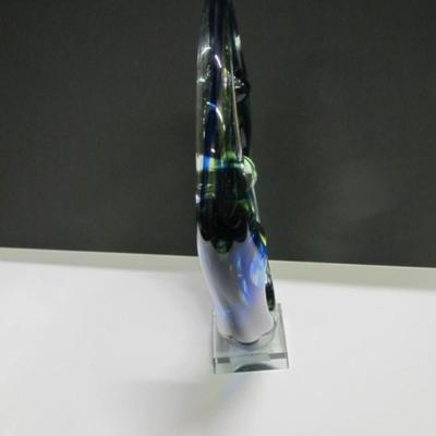 Approx 11 1/2" Tall Diamond Star Murano Style Hand Blown Art Glass 2 People Holding Hands