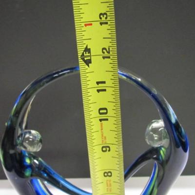 Approx 11 1/2" Tall Diamond Star Murano Style Hand Blown Art Glass 2 People Holding Hands