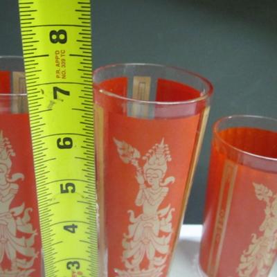 Vintage Red & Gold Thai Goddess Culver Glass