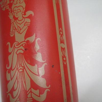Vintage Red & Gold Thai Goddess Culver Glass
