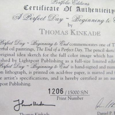 Thomas Kinkade "A Perfect Day Beginning To End" Lithograph S/N Signed Gold Frame