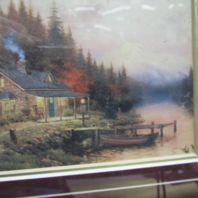 Thomas Kinkade "A Perfect Day Beginning To End" Lithograph S/N Signed Gold Frame