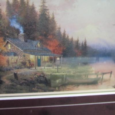 Thomas Kinkade "A Perfect Day Beginning To End" Lithograph S/N Signed Gold Frame