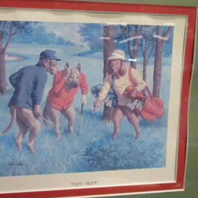 Tuff Ruff Novelty Art Print Dogs Golfing 14 1/4" x 11 1/4"