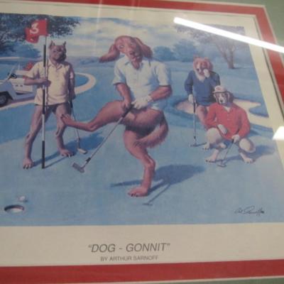 Tuff Ruff Novelty Art Print Dogs Golfing 14 1/4" x 11 1/4"