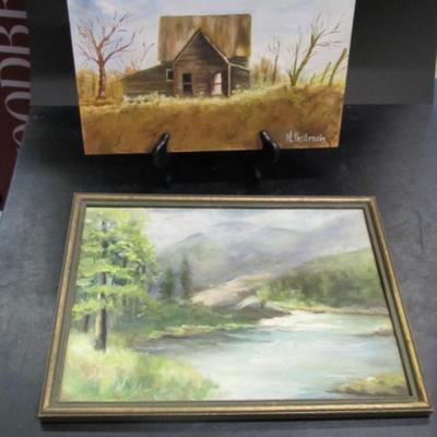 Hand Painted Landscape Art Signed