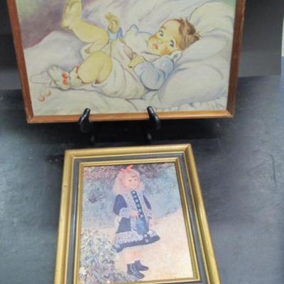 Girl With Watering Can & Young Child Art