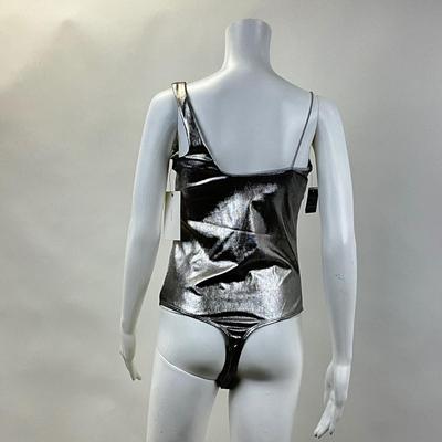279 New ALIX NYC Gracie Asymmetric Metallic Stretch Modal Thong Bodysuit