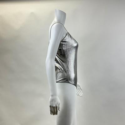 279 New ALIX NYC Gracie Asymmetric Metallic Stretch Modal Thong Bodysuit