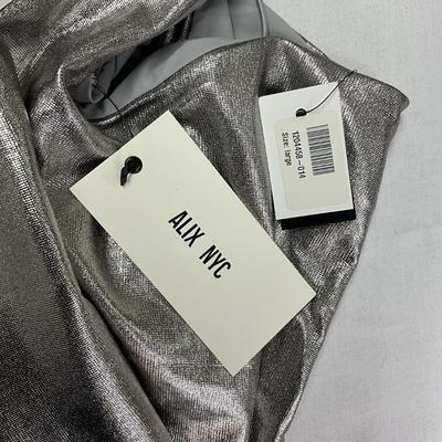 279 New ALIX NYC Gracie Asymmetric Metallic Stretch Modal Thong Bodysuit