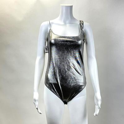 279 New ALIX NYC Gracie Asymmetric Metallic Stretch Modal Thong Bodysuit
