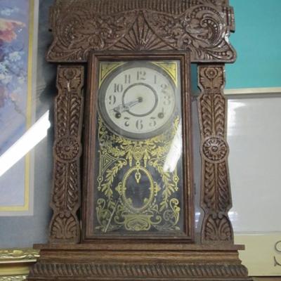 Ingraham Carved Oak Parlor Clock