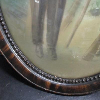 Antique Picture Frame Oval Wood Bubble Glass 21 1/2" x 4"