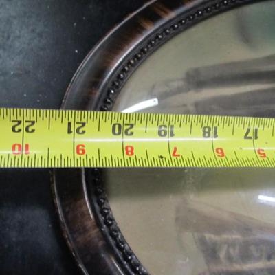 Antique Picture Frame Oval Wood Bubble Glass 21 1/2" x 4"