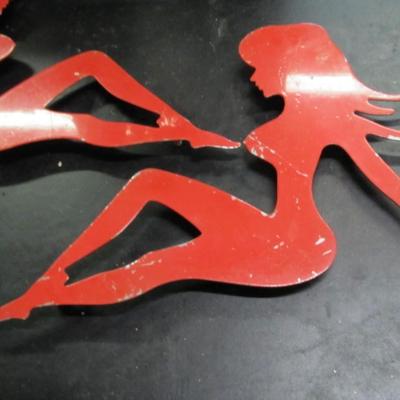 Vintage Chrome Painted Trucker Girl Silhouette Bolt On Figures