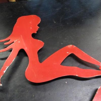 Vintage Chrome Painted Trucker Girl Silhouette Bolt On Figures