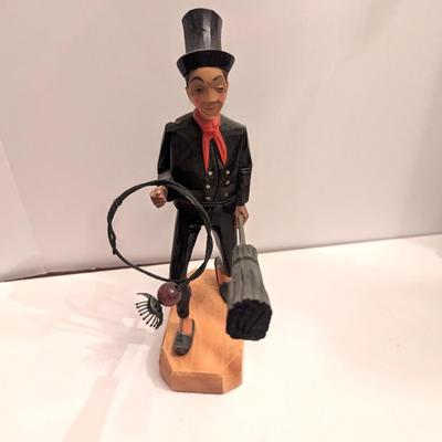 Approx 12" Tall Hand Carved Wooden Black Forest German Figure Chimney Sweep