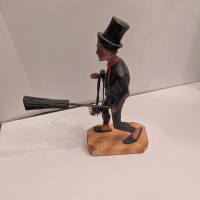 Approx 12" Tall Hand Carved Wooden Black Forest German Figure Chimney Sweep