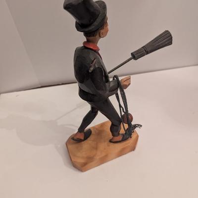 Approx 12" Tall Hand Carved Wooden Black Forest German Figure Chimney Sweep