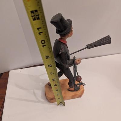 Approx 12" Tall Hand Carved Wooden Black Forest German Figure Chimney Sweep