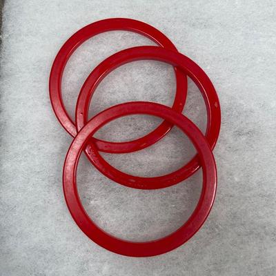 3 Bakelite Cherry Red Spacer Bangle Bracelets