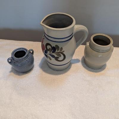 Stoneware Pitcher & Crocks